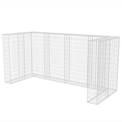 vidaXL Gabion Triple Wheelie Bin Surround Steel 250x100x120 cm - Silver