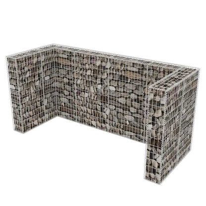 vidaXL Gabion Triple Wheelie Bin Surround Steel 250x100x120 cm - Silver