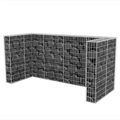 vidaXL Gabion Triple Wheelie Bin Surround Steel 250x100x120 cm - Silver