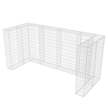 vidaXL Gabion Triple Wheelie Bin Surround Steel 250x100x120 cm - Silver