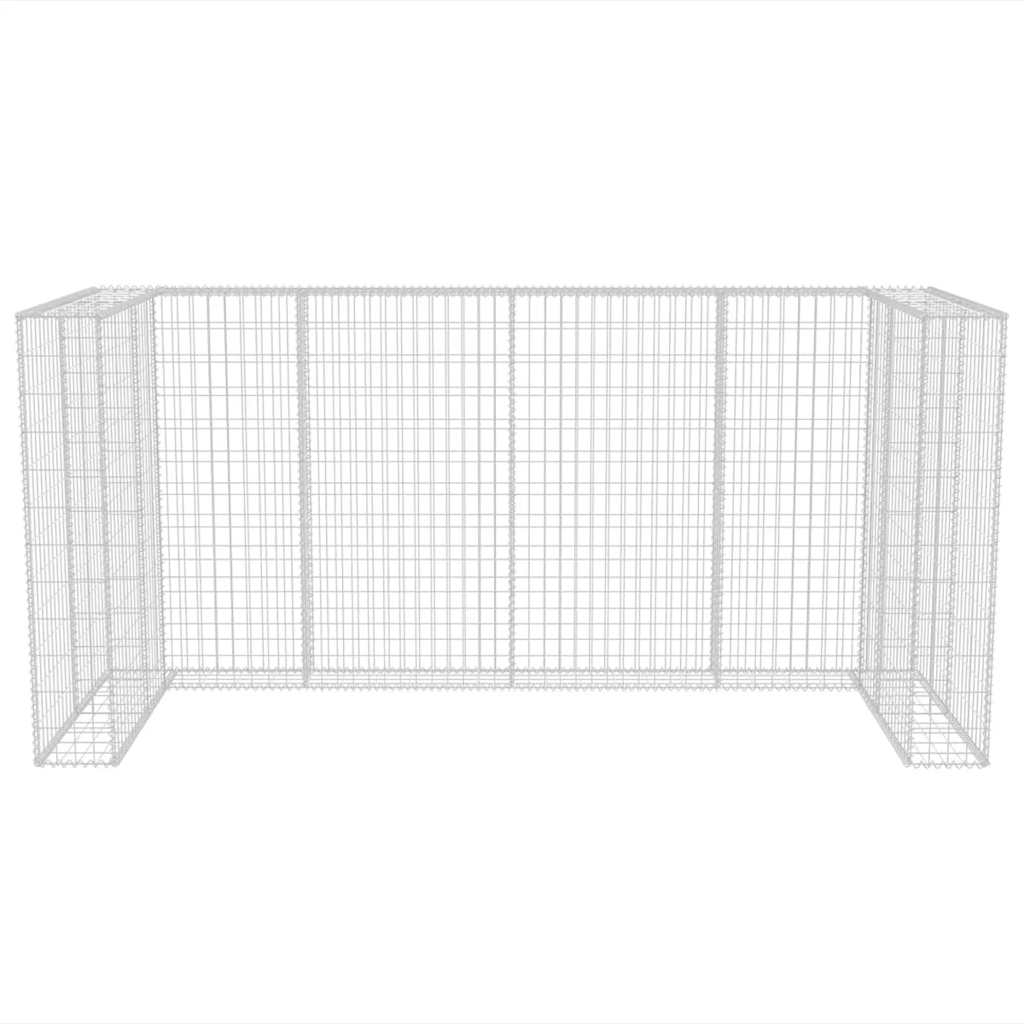 vidaXL Gabion Triple Wheelie Bin Surround Steel 250x100x120 cm - Silver