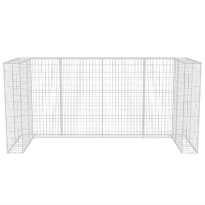 vidaXL Gabion Triple Wheelie Bin Surround Steel 250x100x120 cm - Silver