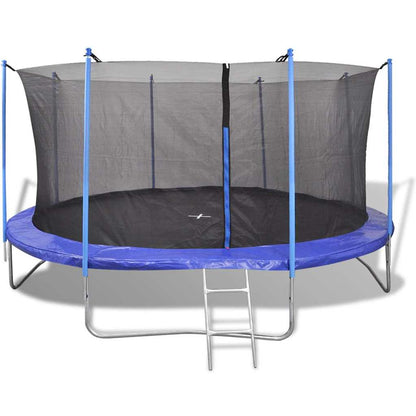 vidaXL Five Piece Trampoline Set 4.57 m - Black and Blue