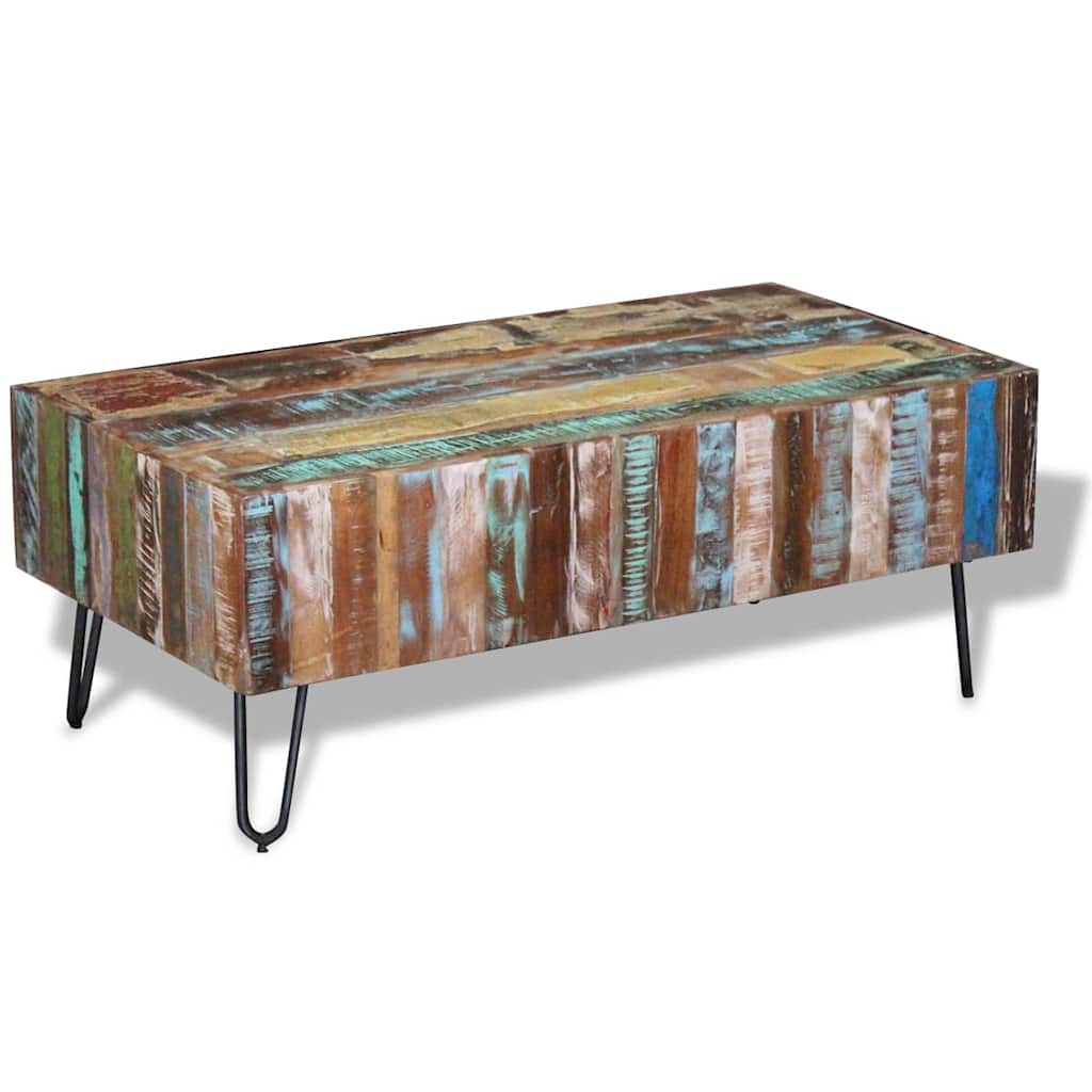 243455 vidaXL Coffee Table Solid Reclaimed Wood 100x50x38 cm - Multicolour
