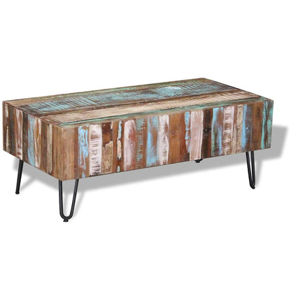 243455 vidaXL Coffee Table Solid Reclaimed Wood 100x50x38 cm - Multicolour