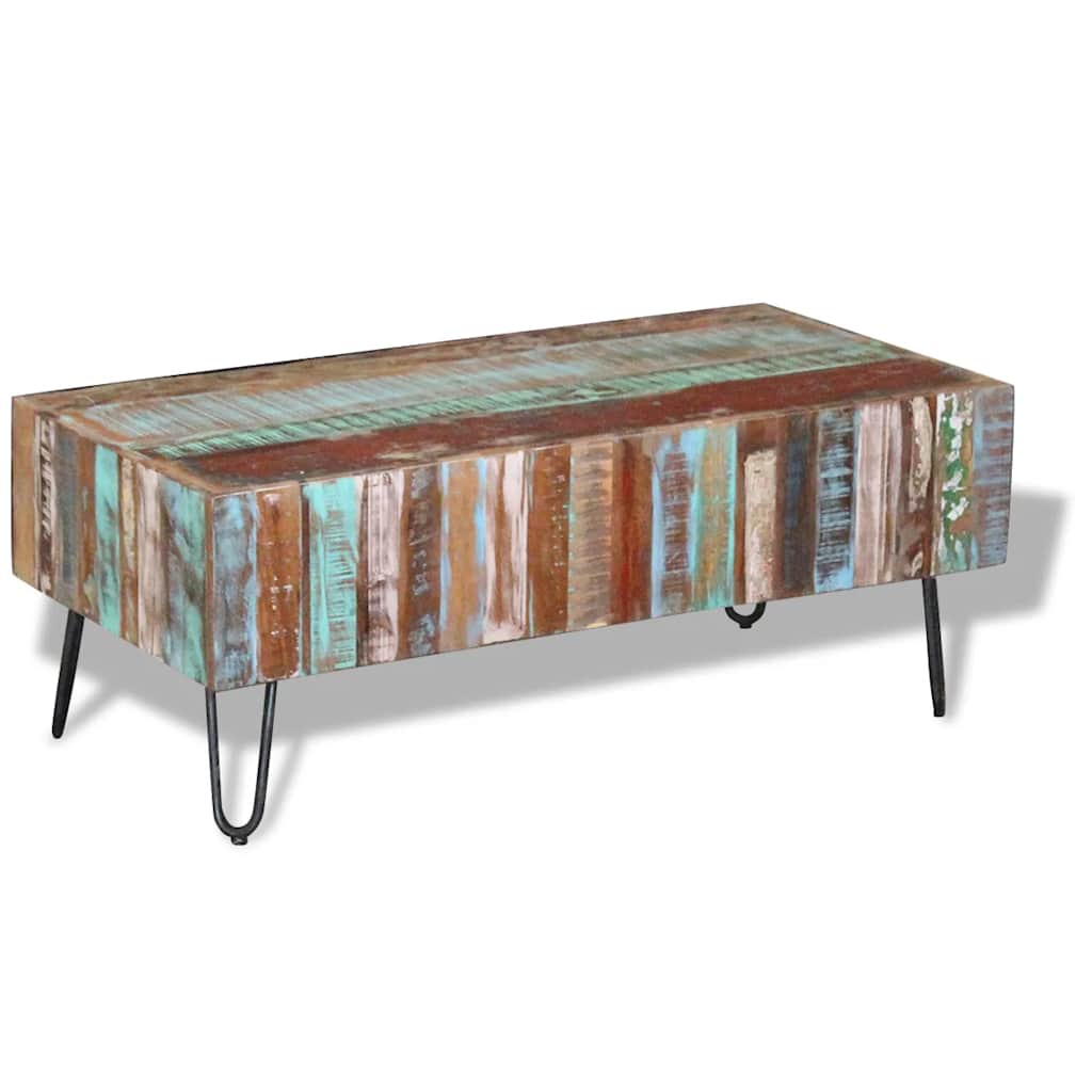 243455 vidaXL Coffee Table Solid Reclaimed Wood 100x50x38 cm - Multicolour