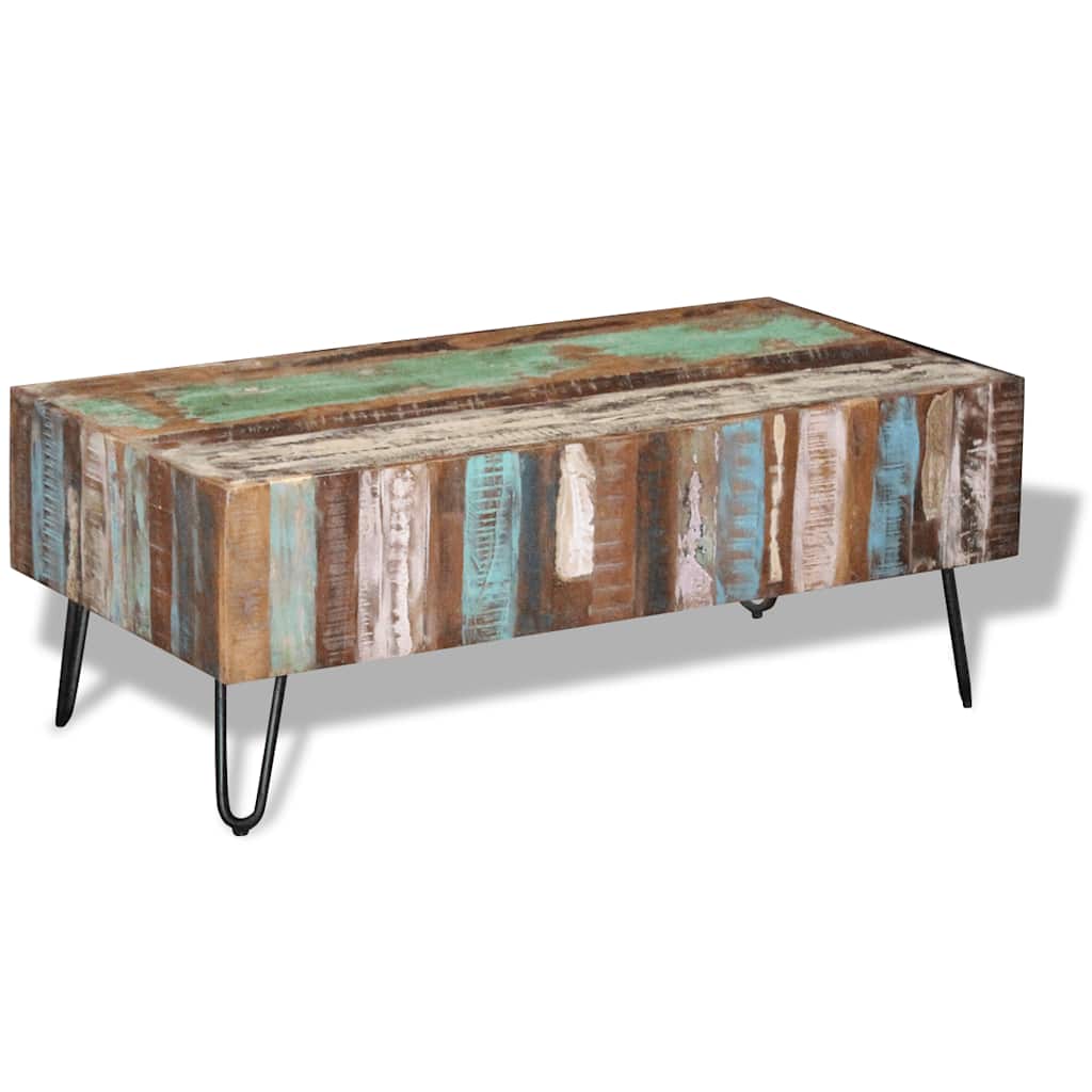 243455 vidaXL Coffee Table Solid Reclaimed Wood 100x50x38 cm - Multicolour