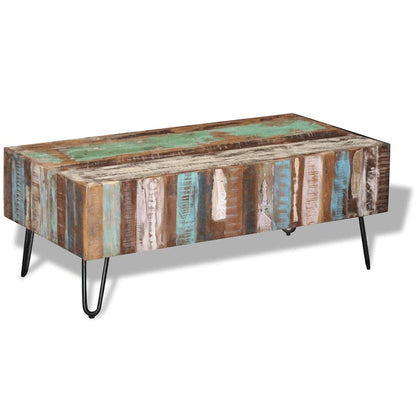 243455 vidaXL Coffee Table Solid Reclaimed Wood 100x50x38 cm - Multicolour