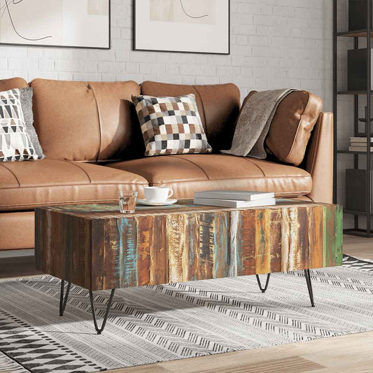 243455 vidaXL Coffee Table Solid Reclaimed Wood 100x50x38 cm - Multicolour