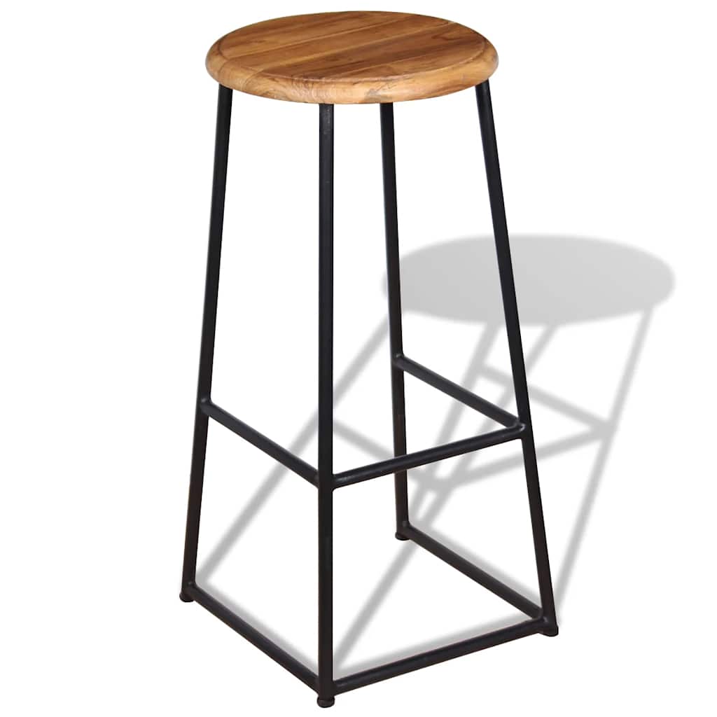 vidaXL Bar Stools 2 pcs Solid Teak Wood - Brown - 35 x 35 x 76 cm