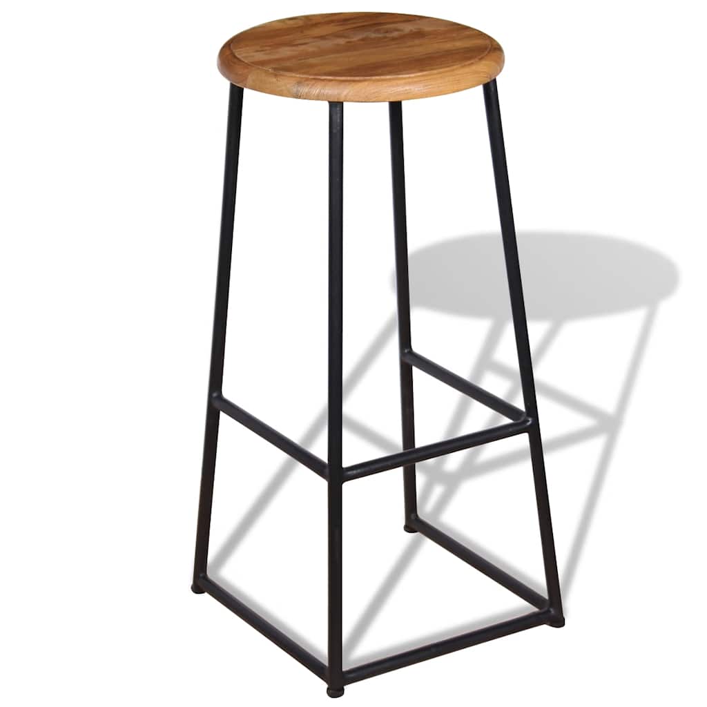 vidaXL Bar Stools 2 pcs Solid Teak Wood - Brown - 35 x 35 x 76 cm