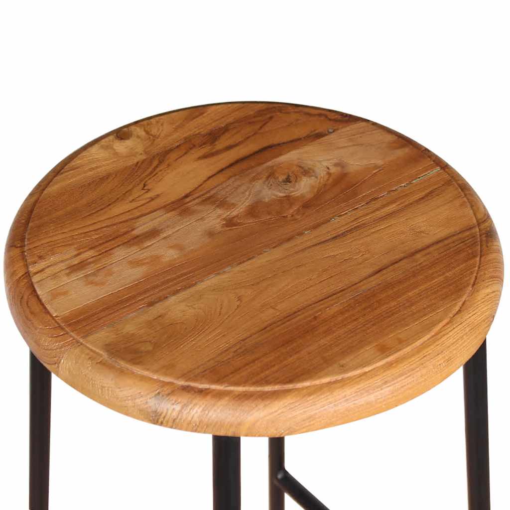 vidaXL Bar Stools 2 pcs Solid Teak Wood - Brown - 35 x 35 x 76 cm
