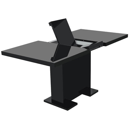 vidaXL Extendable Dining Table High Gloss Black - 80 x 75 x 120 cm