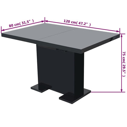 vidaXL Extendable Dining Table High Gloss Black - 80 x 75 x 120 cm