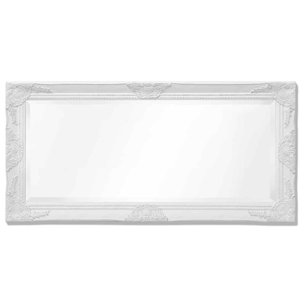 243679 vidaXL Wall Mirror Baroque Style 100x50 cm White