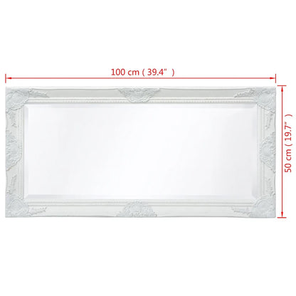 243679 vidaXL Wall Mirror Baroque Style 100x50 cm White