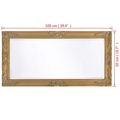 243680 vidaXL Wall Mirror Baroque Style 100x50 cm Gold