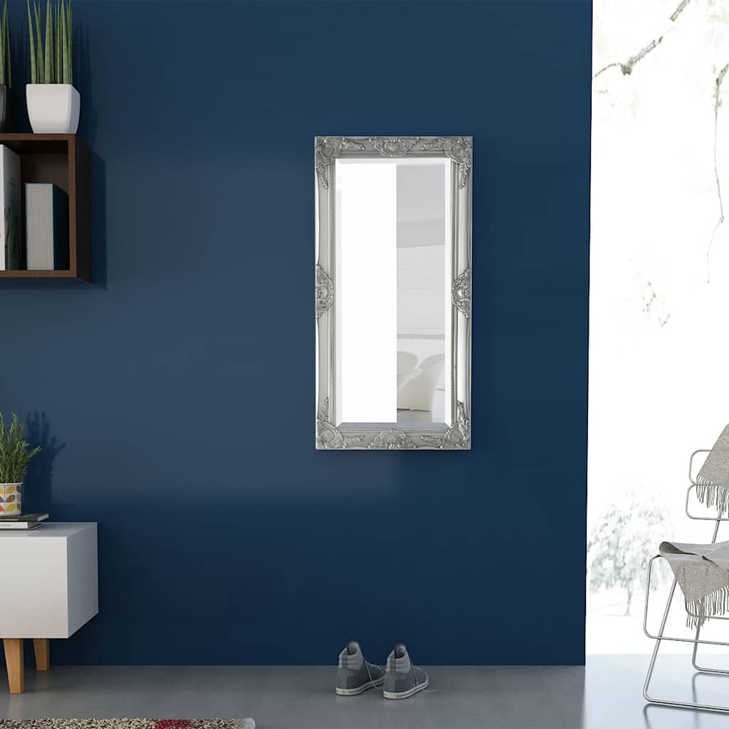 243681 vidaXL Wall Mirror Baroque Style 100x50 cm Silver