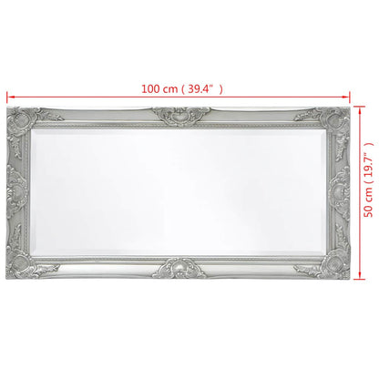 243681 vidaXL Wall Mirror Baroque Style 100x50 cm Silver