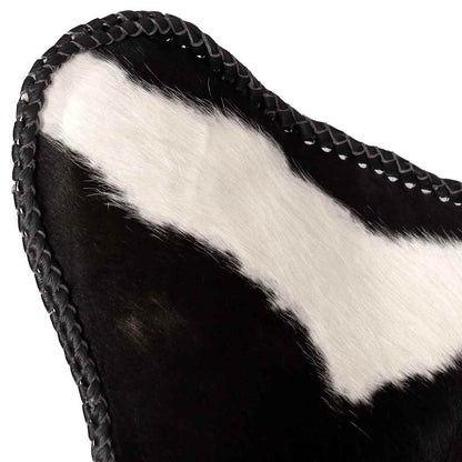 vidaXL Butterfly Chair Black and White Real Cowhide Leather - 74 x 66 x 90 cm