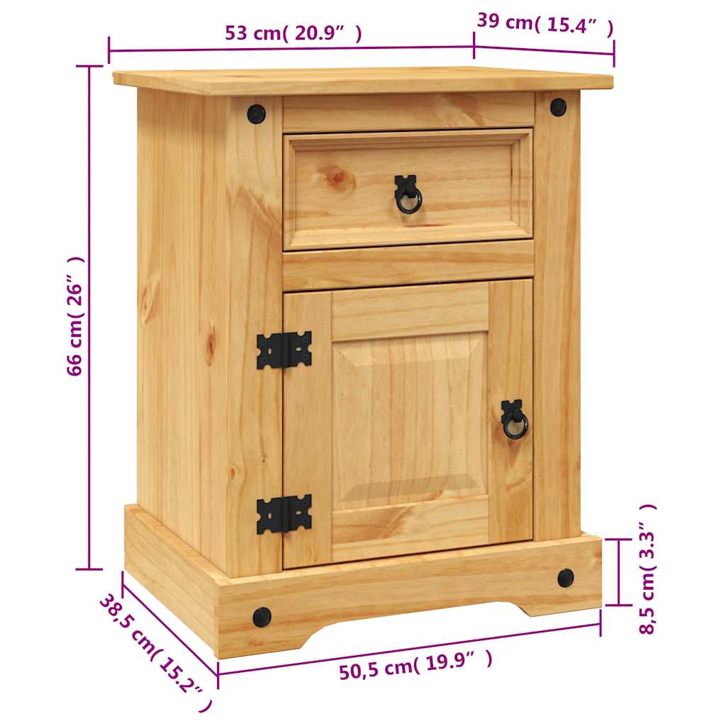 vidaXL Bedside Cabinet Mexican Pine Corona Range 53x39x66 cm - Brown