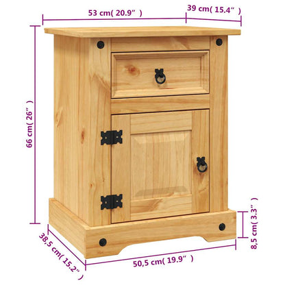 vidaXL Bedside Cabinet Mexican Pine Corona Range 53x39x66 cm - Brown