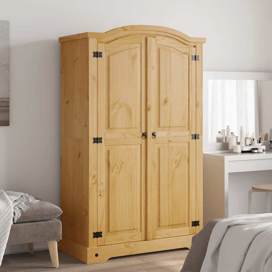 243732 vidaXL Wardrobe Mexican Pine Corona Range 2 Doors - Brown - 101 x 52 x 170 cm
