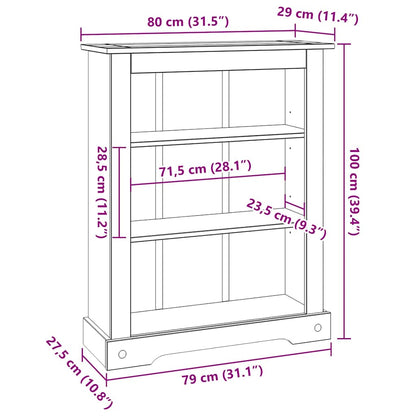 vidaXL 3-Tier Bookcase Mexican Pine Corona Range 80x29x100 cm - Brown