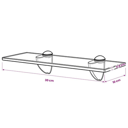 243754 vidaXL Floating Shelf Glass 30x10 cm 8 mm - Transpart - 30 x 10 x 0.8 cm