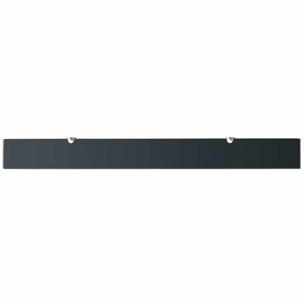 243769 vidaXL Floating Shelf Glass 100x10 cm 8 mm - Black - 100 x 10 x 0.8 cm