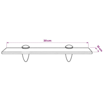 243770 vidaXL Floating Shelf Glass 30x10 cm 8 mm - Transpart - 30 x 10 x 0.8 cm