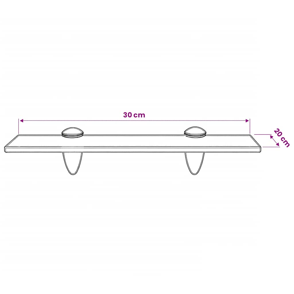 243786 vidaXL Floating Shelf Glass 30x20 cm 8 mm - Black - 30 x 20 x 0.8 cm