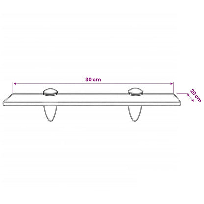243786 vidaXL Floating Shelf Glass 30x20 cm 8 mm - Black - 30 x 20 x 0.8 cm