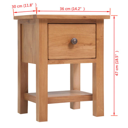vidaXL Nightstand 36x30x47 cm Solid Oak Wood - Brown
