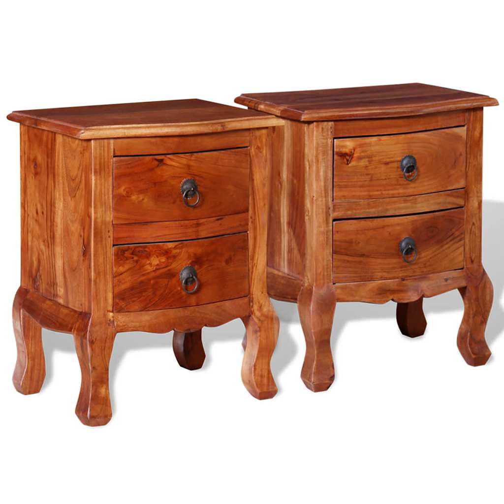 vidaXL Nightstands with Drawers 2 pcs Solid Acacia Wood - Brown