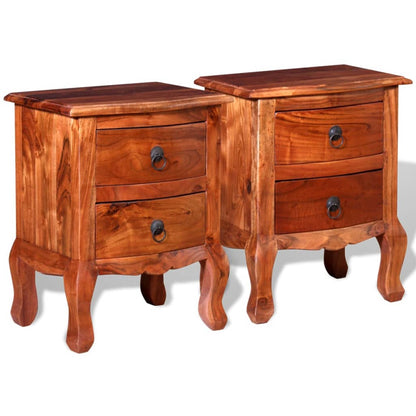 vidaXL Nightstands with Drawers 2 pcs Solid Acacia Wood - Brown
