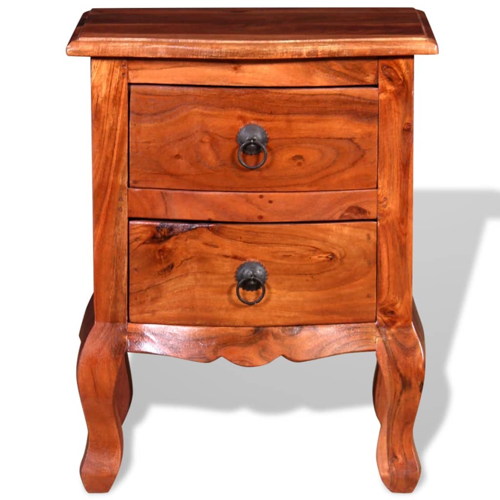 vidaXL Nightstands with Drawers 2 pcs Solid Acacia Wood - Brown