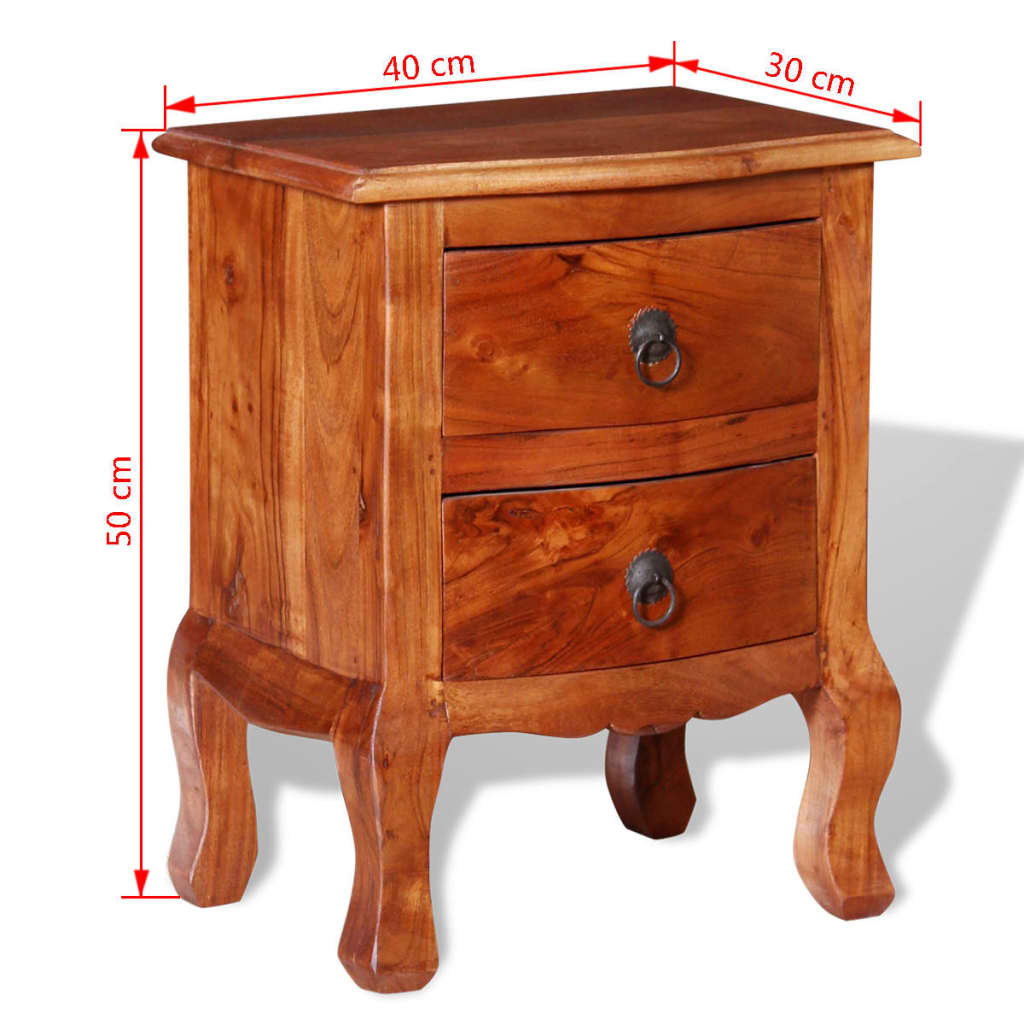 vidaXL Nightstands with Drawers 2 pcs Solid Acacia Wood - Brown
