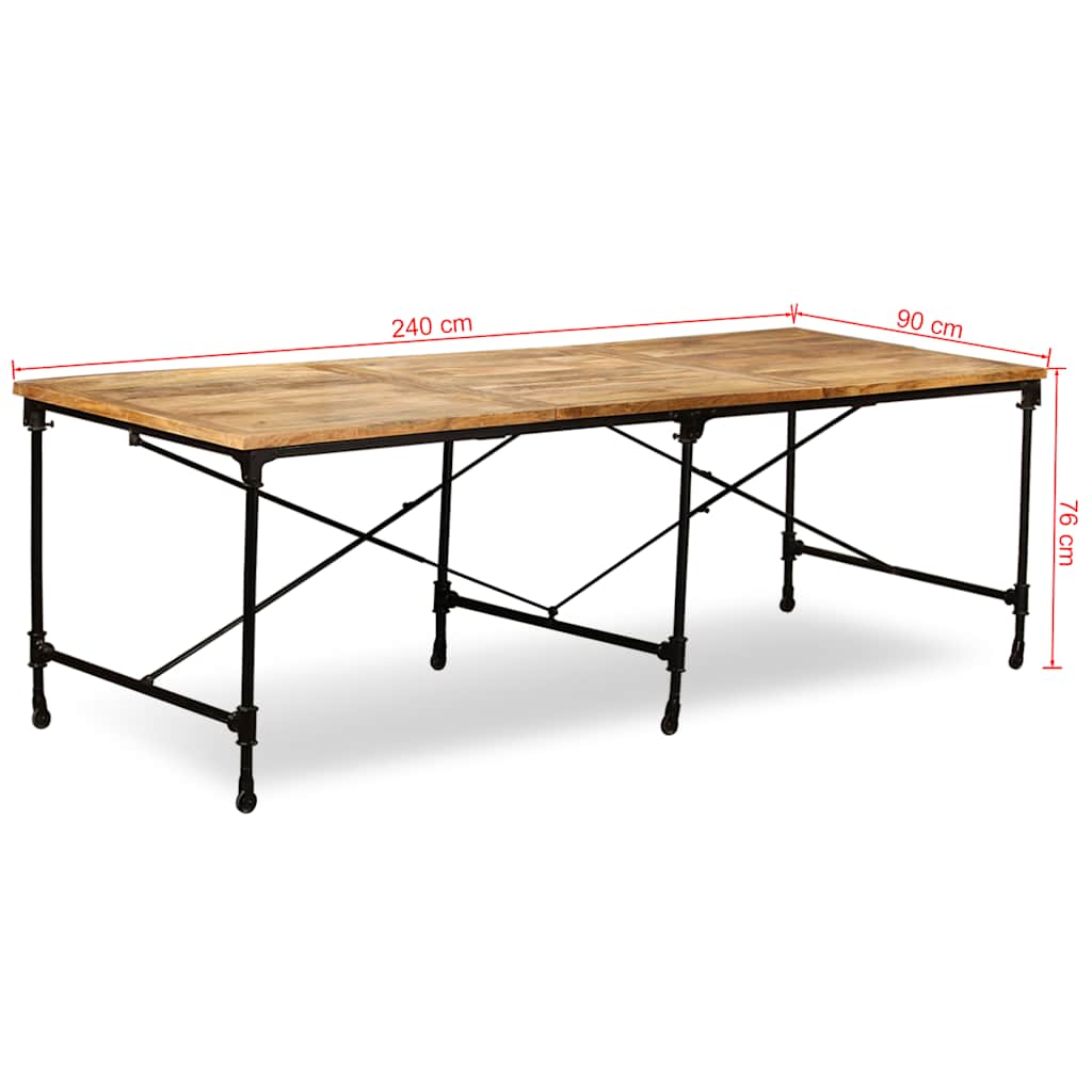 vidaXL Dining Table Solid Mango Wood 240 cm - Brown - 240 x 90 x 76 cm