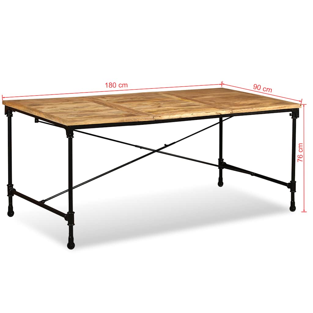 vidaXL Dining Table Solid Mango Wood 180 cm - Brown - 180 x 90 x 76 cm