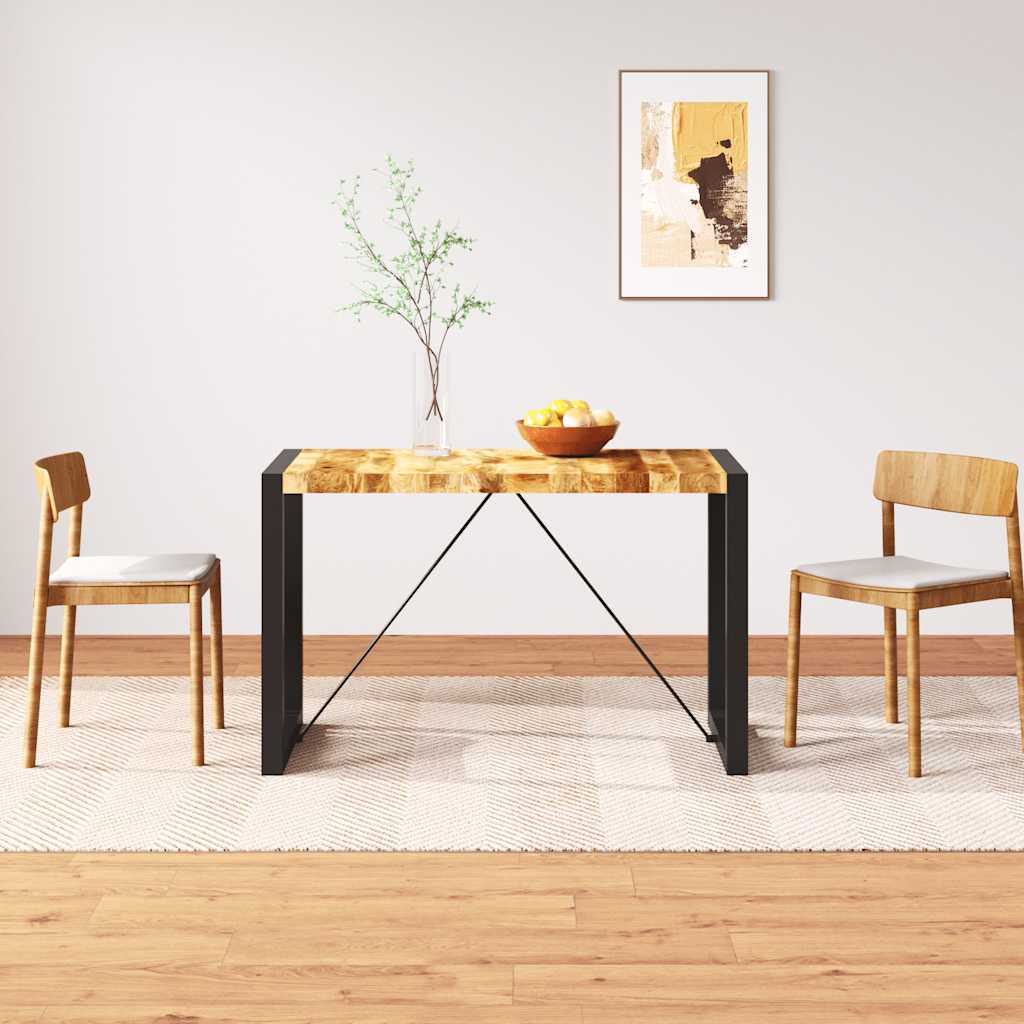 vidaXL Dining Table Solid Rough Mango Wood 120 cm - Brown - 120 x 60 x 76 cm