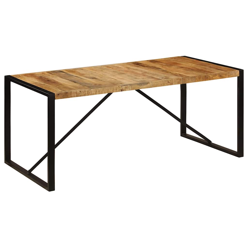 243997 vidaXL Dining Table Solid Rough Mango Wood 180 cm - Brown - 180 x 90 x 76 cm