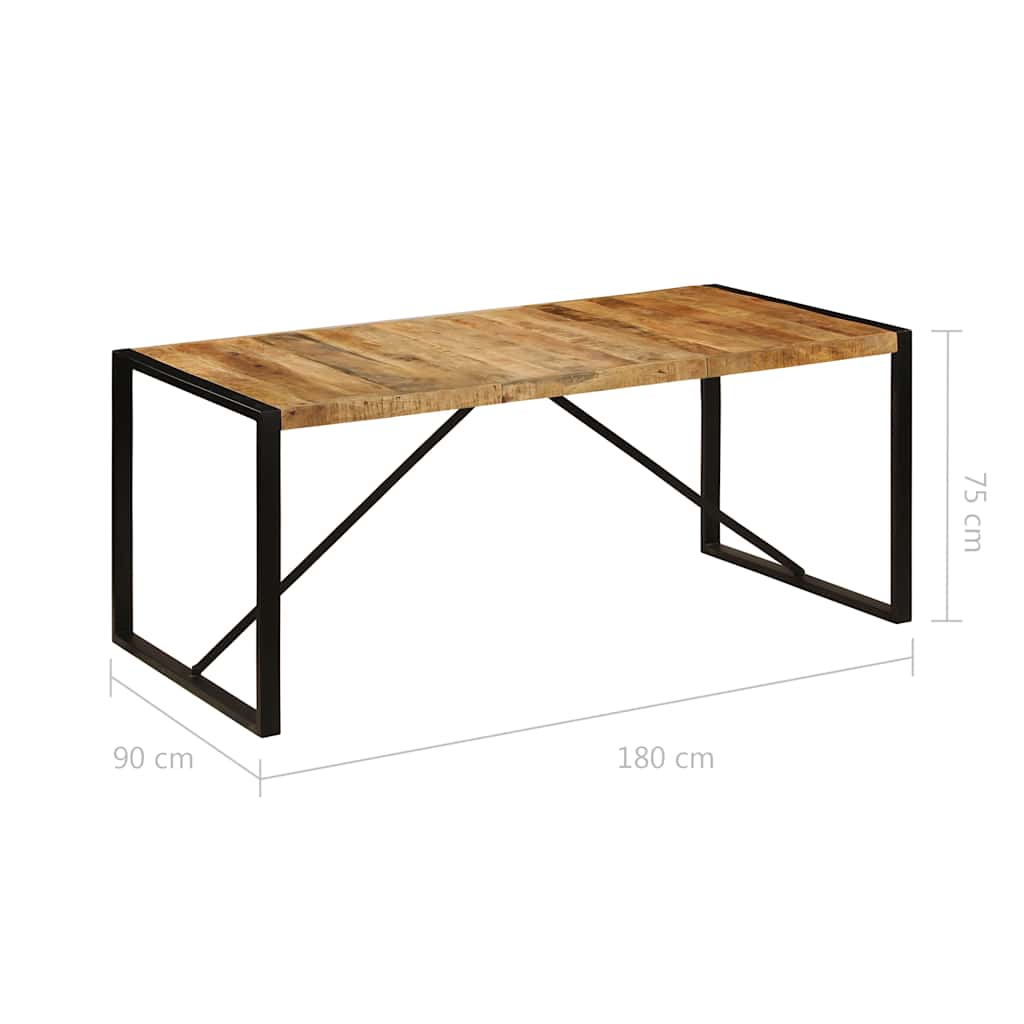 243997 vidaXL Dining Table Solid Rough Mango Wood 180 cm - Brown - 180 x 90 x 76 cm