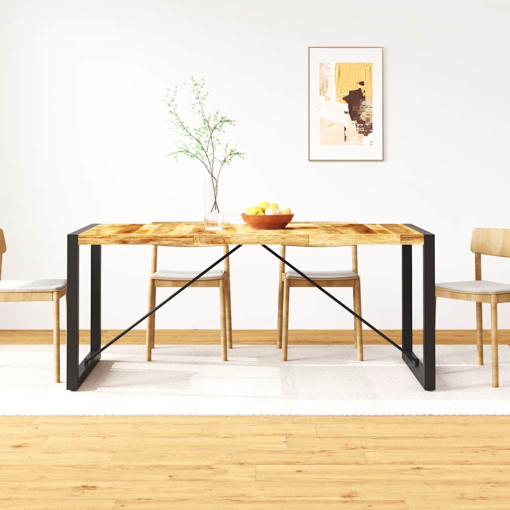 243997 vidaXL Dining Table Solid Rough Mango Wood 180 cm - Brown - 180 x 90 x 76 cm