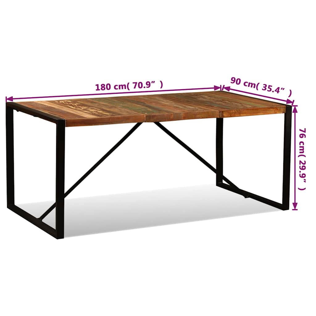 243999 vidaXL Dining Table Solid Reclaimed Wood 180 cm - Multicolour - 180 x 90 x 76 cm