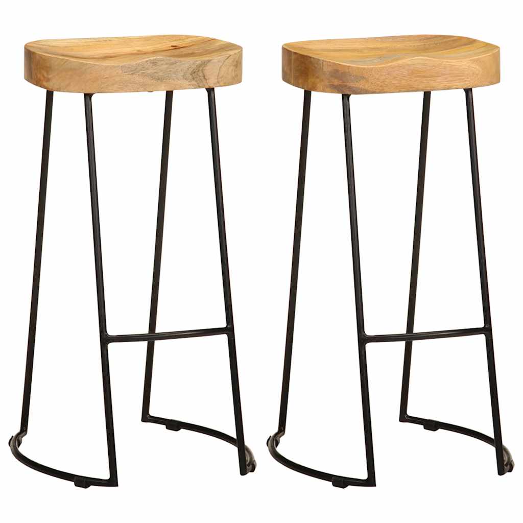vidaXL Bar Stools 2 pcs Solid Mango Wood - Multicolour - 41 x 44 x 76 cm
