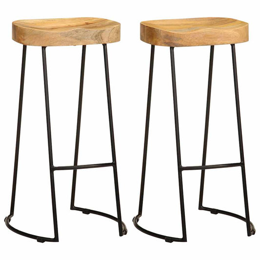 vidaXL Bar Stools 2 pcs Solid Mango Wood - Multicolour - 41 x 44 x 76 cm