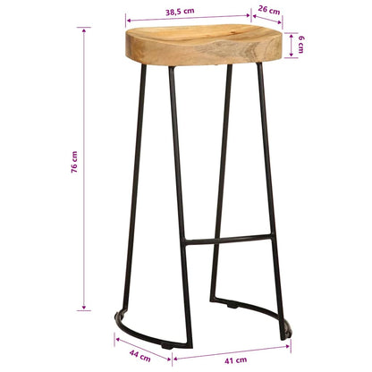 vidaXL Bar Stools 2 pcs Solid Mango Wood - Multicolour - 41 x 44 x 76 cm
