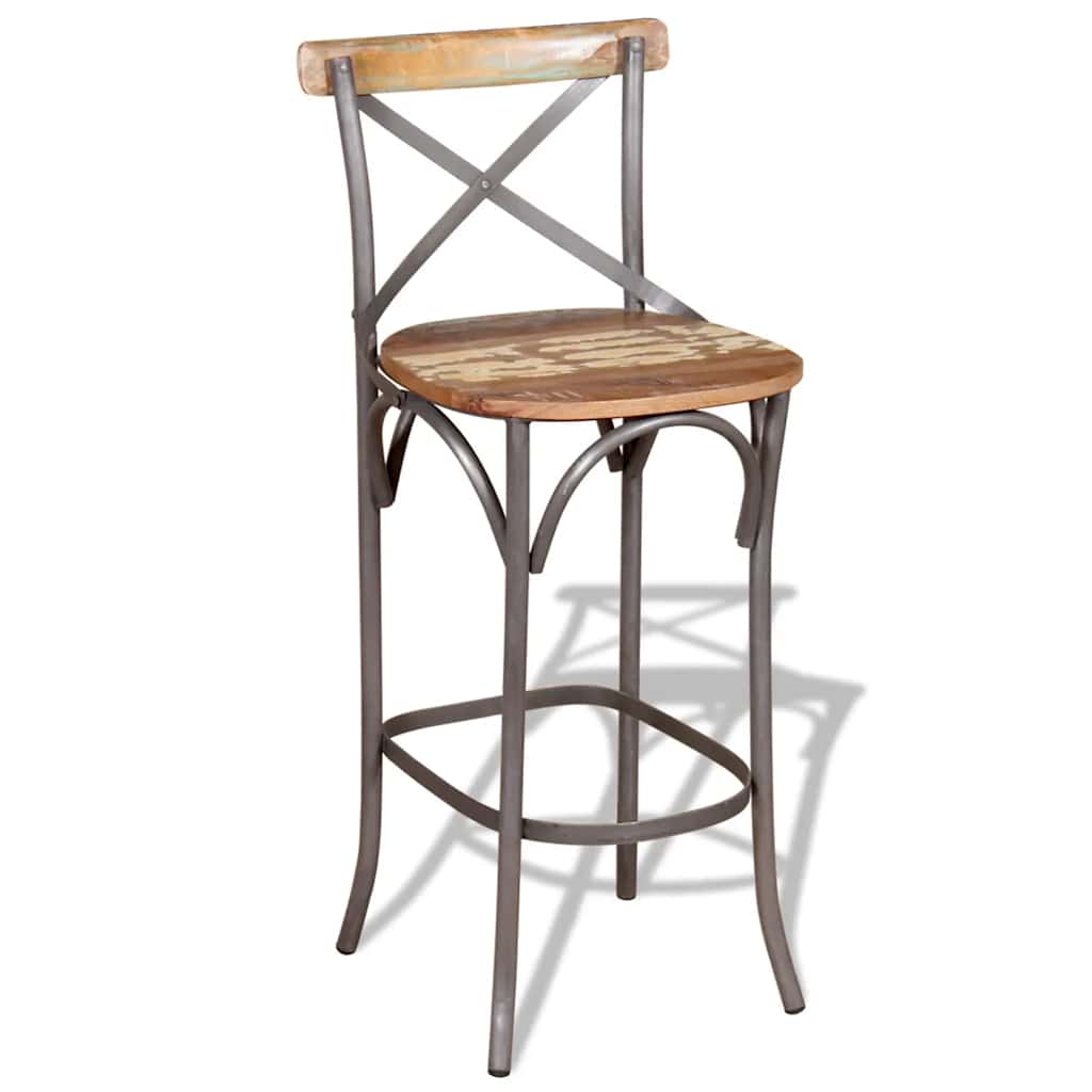 244014 vidaXL Bar Stool Solid Reclaimed Wood - Multicolour - 45 x 45 x 110 cm