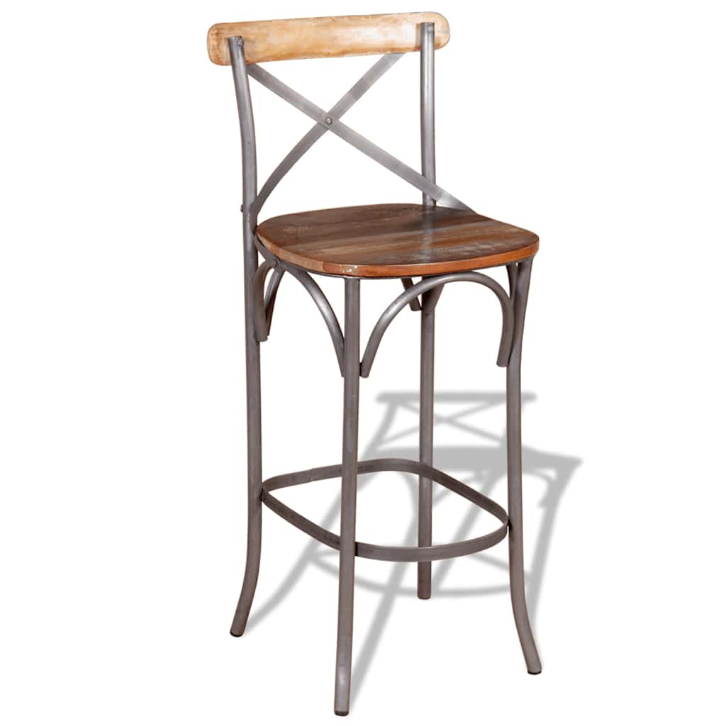 244014 vidaXL Bar Stool Solid Reclaimed Wood - Multicolour - 45 x 45 x 110 cm